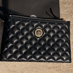 Authentic Versace Quilted Lambskin Leather Pouch/handbag/purse. Great condition